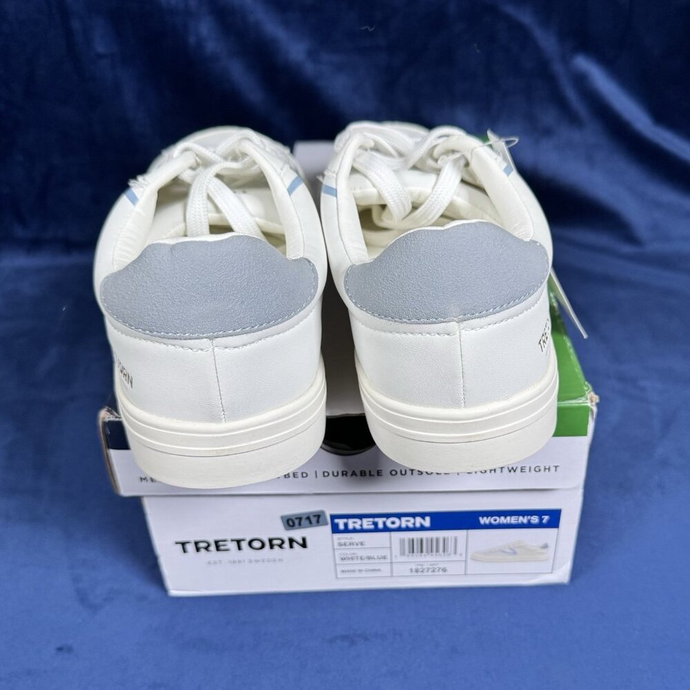 SIZE 7 Tretorn “Serve” Women’s Memory Foam Footbed Sneaker White/Blue NEW 0717 - Picture 4 of 5